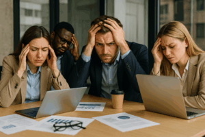equipo de trabajo con problemas